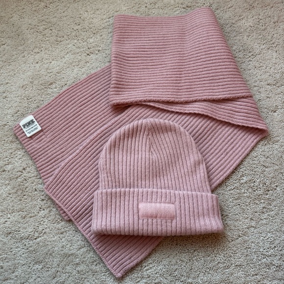 PINK Victoria's Secret Accessories - PINK Victoria's Secret Kids Ribbed Beanie and Scarf Set